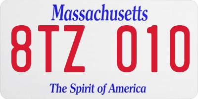 MA license plate 8TZ010