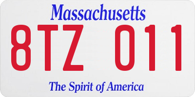 MA license plate 8TZ011