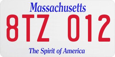 MA license plate 8TZ012