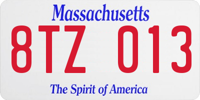 MA license plate 8TZ013