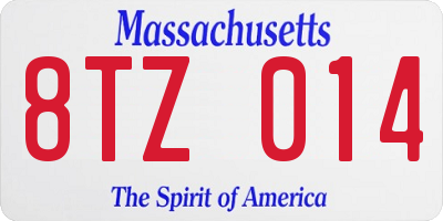 MA license plate 8TZ014