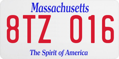 MA license plate 8TZ016