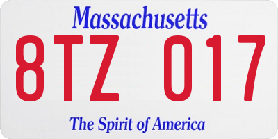 MA license plate 8TZ017