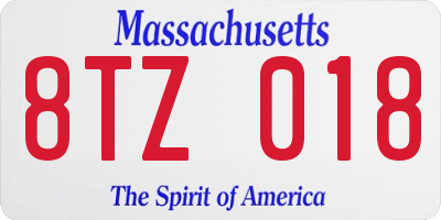 MA license plate 8TZ018