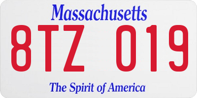 MA license plate 8TZ019