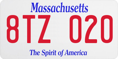 MA license plate 8TZ020