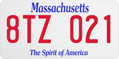 MA license plate 8TZ021