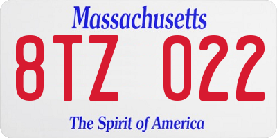 MA license plate 8TZ022
