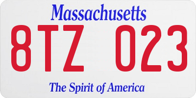 MA license plate 8TZ023