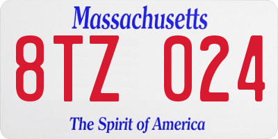 MA license plate 8TZ024