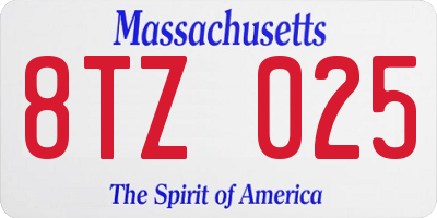 MA license plate 8TZ025