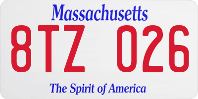 MA license plate 8TZ026