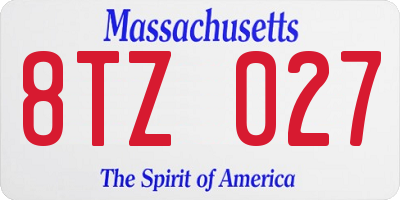 MA license plate 8TZ027
