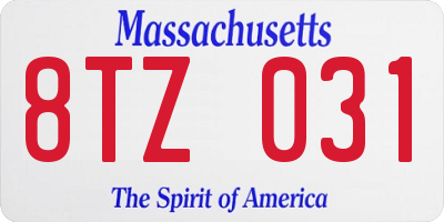 MA license plate 8TZ031