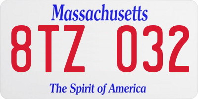 MA license plate 8TZ032