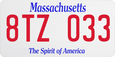 MA license plate 8TZ033