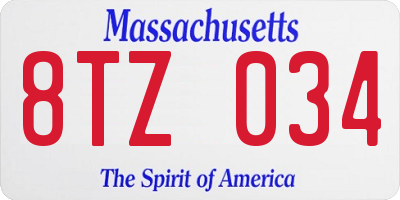 MA license plate 8TZ034