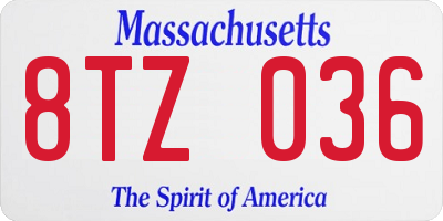 MA license plate 8TZ036