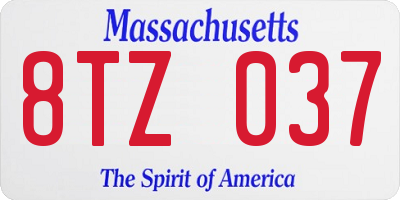MA license plate 8TZ037