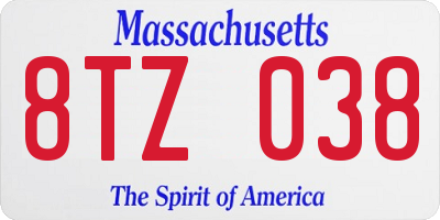 MA license plate 8TZ038