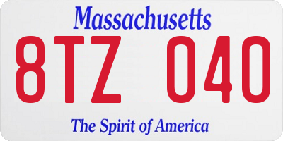 MA license plate 8TZ040