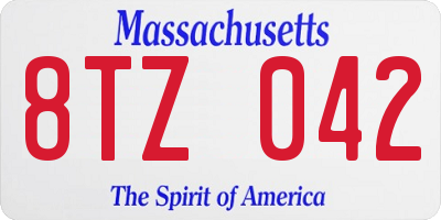 MA license plate 8TZ042
