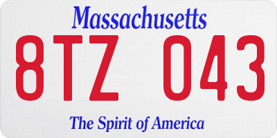 MA license plate 8TZ043