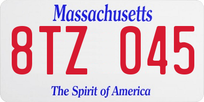 MA license plate 8TZ045