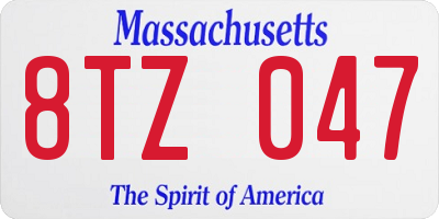 MA license plate 8TZ047