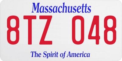 MA license plate 8TZ048