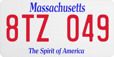 MA license plate 8TZ049