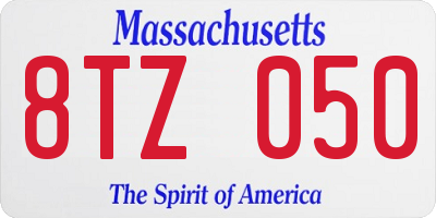 MA license plate 8TZ050
