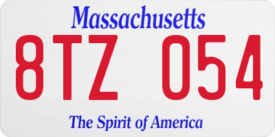 MA license plate 8TZ054