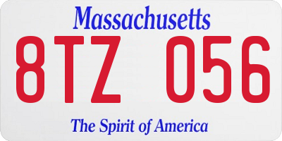 MA license plate 8TZ056