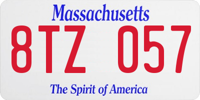 MA license plate 8TZ057