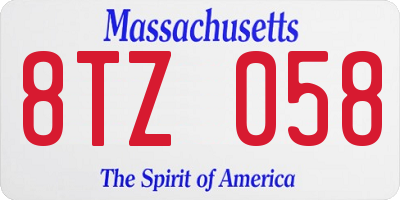 MA license plate 8TZ058