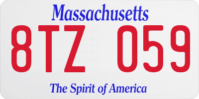 MA license plate 8TZ059