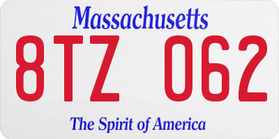 MA license plate 8TZ062
