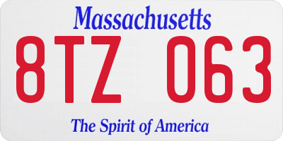 MA license plate 8TZ063