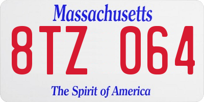 MA license plate 8TZ064
