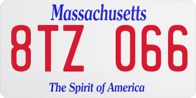 MA license plate 8TZ066