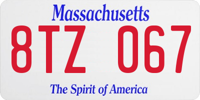 MA license plate 8TZ067