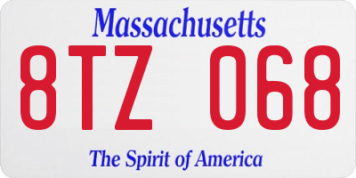 MA license plate 8TZ068
