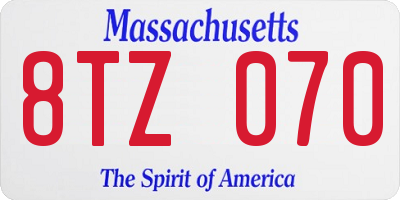 MA license plate 8TZ070