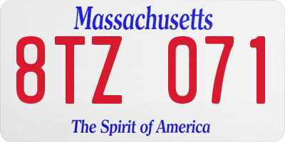 MA license plate 8TZ071