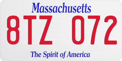 MA license plate 8TZ072