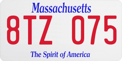 MA license plate 8TZ075