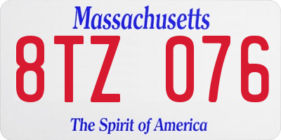 MA license plate 8TZ076