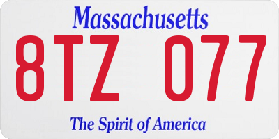 MA license plate 8TZ077