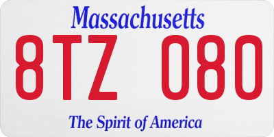 MA license plate 8TZ080